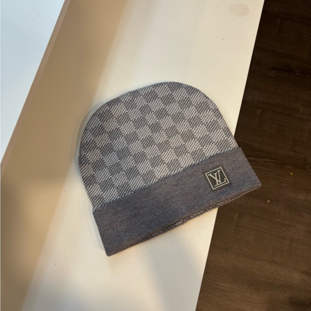 Louis Vuitton Gray Damier Knit Hat